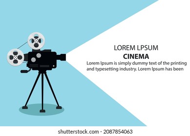 Cinema and film poster design template with vintage film camera. vector illustration