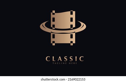 cinema or film roll vector monogram logo template