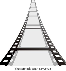 Cinema film strip blank with drop shadow on white background