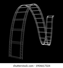 Cinema film strip. Film frame. Old retro cinema strip. Wireframe low poly mesh vector illustration.