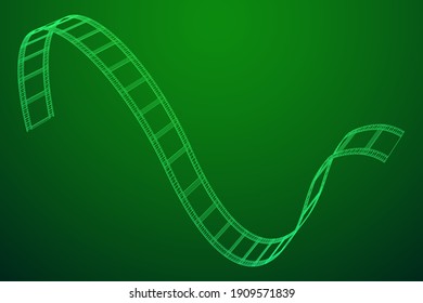 Cinema film strip. Film frame. Old retro cinema strip. Wireframe low poly mesh vector illustration.