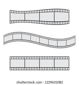Cinema film strip roll 35mm blank slide frame vector set. Frame picture photography and cinema film strip frame illustration