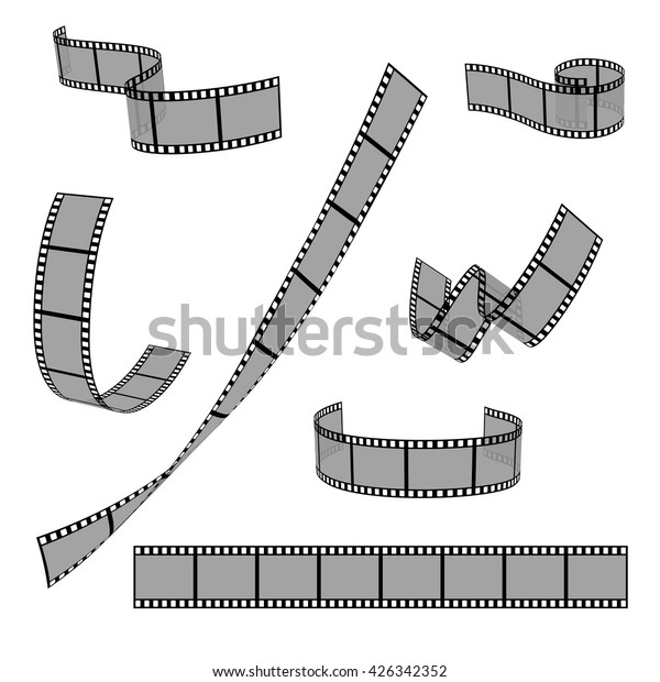 シネマフィルムストリップロール35mm空白スライドフレームベクター画像セット フレーム写真 映画フィルムストリップのフレームイラスト のベクター画像素材 ロイヤリティフリー