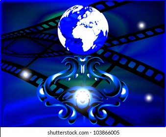 Cinema and film. A vector template of the brochure Mother Earth, space, the star sky, a fantasy. EPS 10