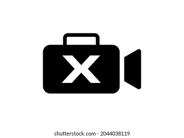 Cinema Film and Videography Logo On Letter X Design Template. Initial Letter X with Film Video Camera Logo Design