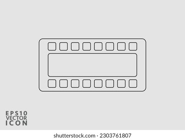 Cinema filmstrip roll on white background. Blank negative film. 35mm film slide frame. Cinema or photo frames. Long, retro film strip frame. Vector illustration