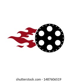 Cinema With Fire Logo Vector