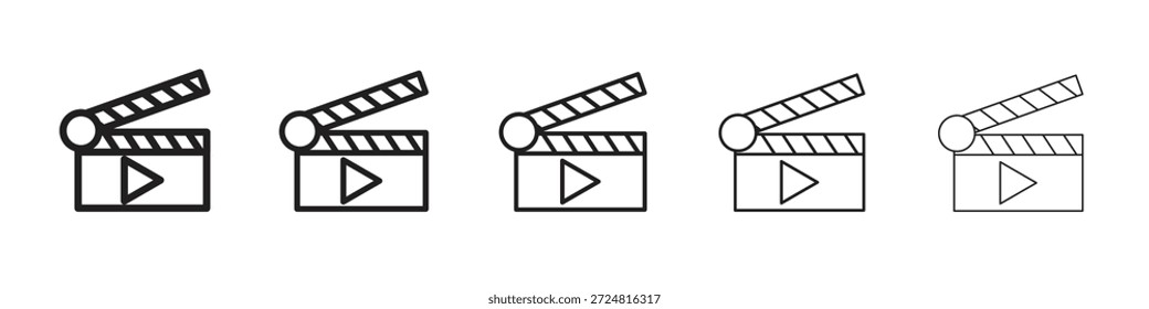 Icono de flapper de cine Vectores lineales de símbolos. Conjunto de trazos editables