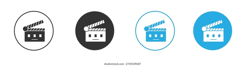 Conjunto de iconos de aleta de cine. Conjunto de Diseño gráfico de garabato plano sólido negro