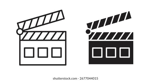 Icono de flapper de cine. Pictograma de trazo y glifo. Ilustración vectorial sobre fondo blanco