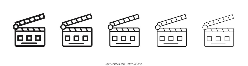 Conjunto de símbolos de icono de aleta de cine. Colección de trazo editable.