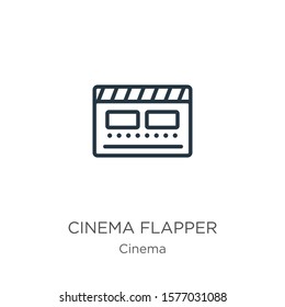 Cinema flapper icon. Thin linear cinema flapper outline icon isolated on white background from cinema collection. Line vector sign, symbol for web and mobile