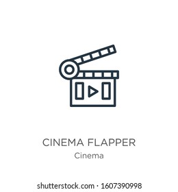Cinema flapper icon. Thin linear cinema flapper outline icon isolated on white background from cinema collection. Line vector sign, symbol for web and mobile