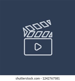 cinema flapper icon. Trendy flat vector line cinema flapper icon on dark blue background from Cinema collection. 