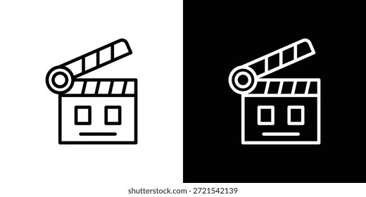 Icono de flapper de cine en estilo lineal delgado de trazo de moda.