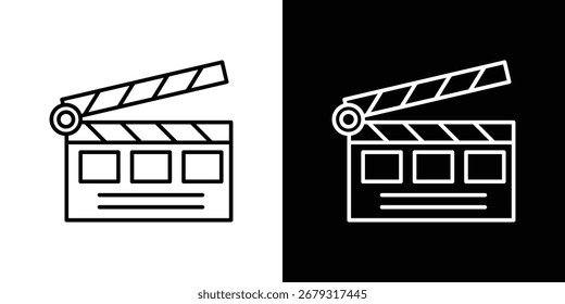 Paquete de símbolos de Vector de icono de flapper de cine en líneas blancas y negras