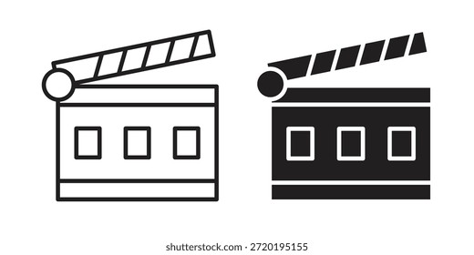 Ícones de flapper de cinema. Pixel perfeito. Ícone de contorno de vetor. Conceito de logotipo plano.