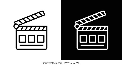 Cinema flapper line icon vector illustration set.