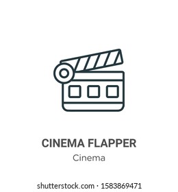 Cinema flapper outline vector icon. Thin line black cinema flapper icon, flat vector simple element illustration from editable cinema concept isolated on white background