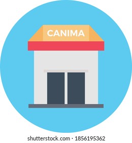 círculo plano de cine con icono de sombra