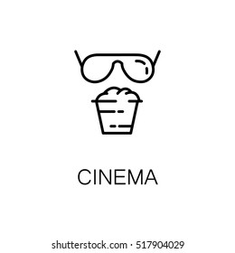 Cinema flat icon. Single high quality outline symbol of recreation for web design or mobile app. Thin line signs of cinema for design logo, visit card, etc. 