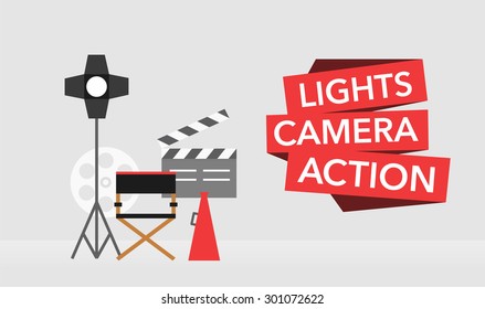 cinema flat template background vector on grey