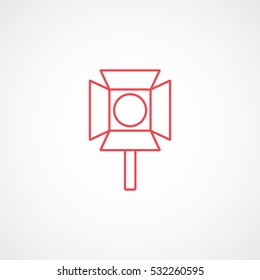 Cinema Floodlight Movie Red Line Icon On White Background
