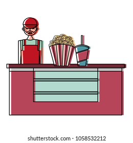 cinema food box office with salesman