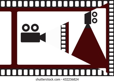 Cinema frame graphics depicting the camcorder as a symbol. vector illustration