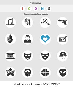 cinema genre web icons for user interface design