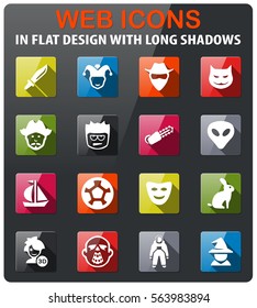 cinema genres icons set in flat design with long shadow