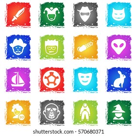 cinema genres vector web icons in grunge style for user interface design