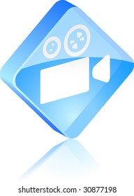 Cinema glass button. Vector illustration.