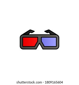 Cine, gafas, icono vectorial de gradiente de color 3d