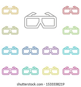 Cinema, glasses, 3d multi color icon. Simple thin line, outline vector of cinema icons for ui and ux, website or mobile application