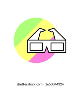 Cinema glasses the 90s icon. Simple line, outline vector in color circle of retro 90s style icons for ui and ux, website or mobile application