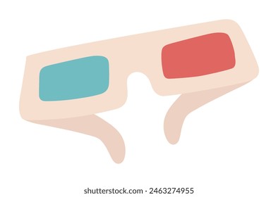 Cinema glasses in flat design. 3d technology eyeglass, movie accessory. Vector illustration isolated.