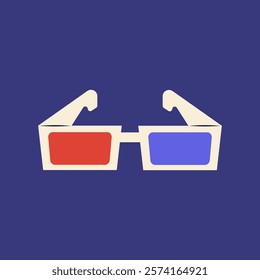 Cinema glasses in flat design. Three-dimensional eyeglass for movie watch. Vector illustration isolated.