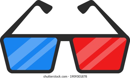 Gafas de cine, ilustración, vector sobre fondo blanco.