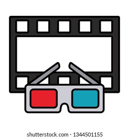 cinema glasses and movie tape isolated icon