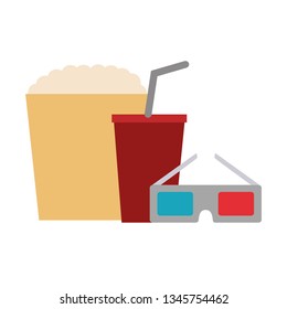 cinema glasses and popcorn isolated icon