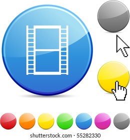 Cinema glossy vibrant round icon.