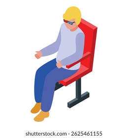 Cinema goer wearing 3d glasses enjoying a movie in a comfortable red seat