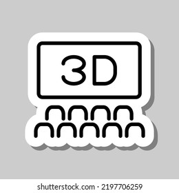 Cinema hall, 3D simple icon vector. Flat design. Sticker with shadow on gray background.ai