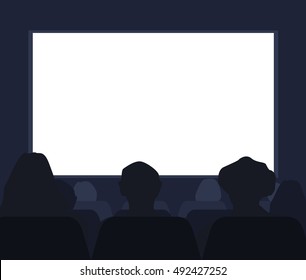 Cinema Hall with the audience and the screen. Vector illustration