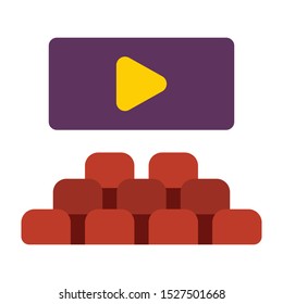 cinema hall flat icon. You can be used cinema hall icon for several purposes.