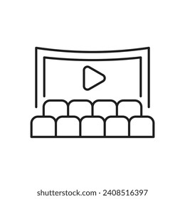 Cinema hall icon, movie theater symbol, theater stage sign, vector illustration