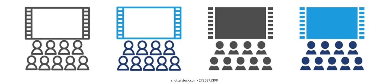 Conjunto de iconos de sala de cine con varios estilos