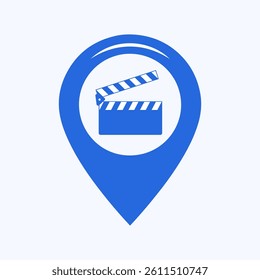 Cinema Hall Location Pin Icon, Movie Theater Map Marker, Film Venue Symbol