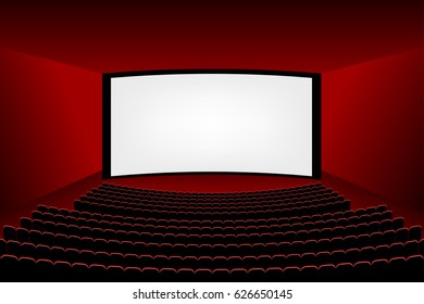 Cinema hall with open red seats graphic vector